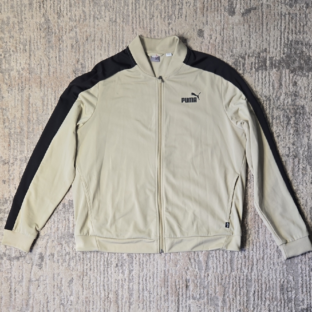 Puma Womans Size Large Black and Cream Active Jacket, Activewear, Fall, Spring.